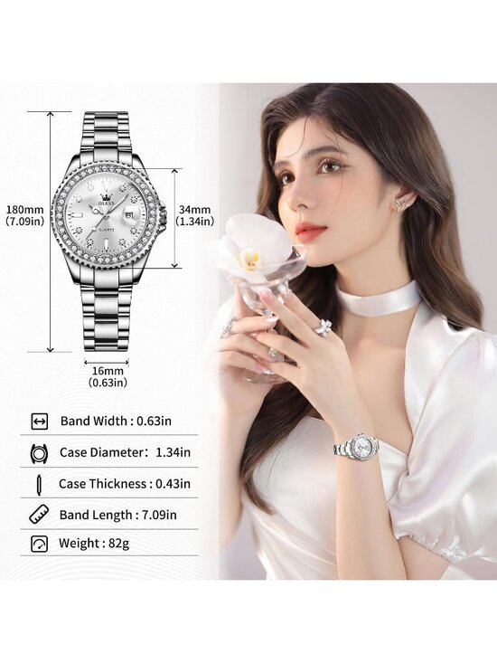 Women\'s Silver Band/Silver Dial Stainless Steel Luxury Quartz Analog Wrist Watch